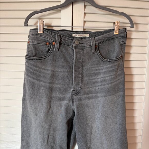 Levis Ribcage Straight Ankle denim jeans 31 grey button fly - Picture 3 of 11